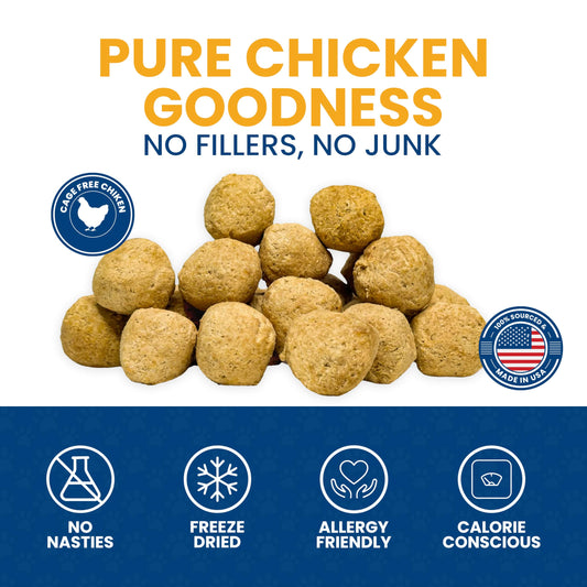 Brightway Pets Primal Protein Bites – Freeze Dried Raw Chicken Dog Treats | High Protein, Cage-Free Chicken & Liver | Made in USA, Grain-Free, All-Natural | Training Treats Meal Topper