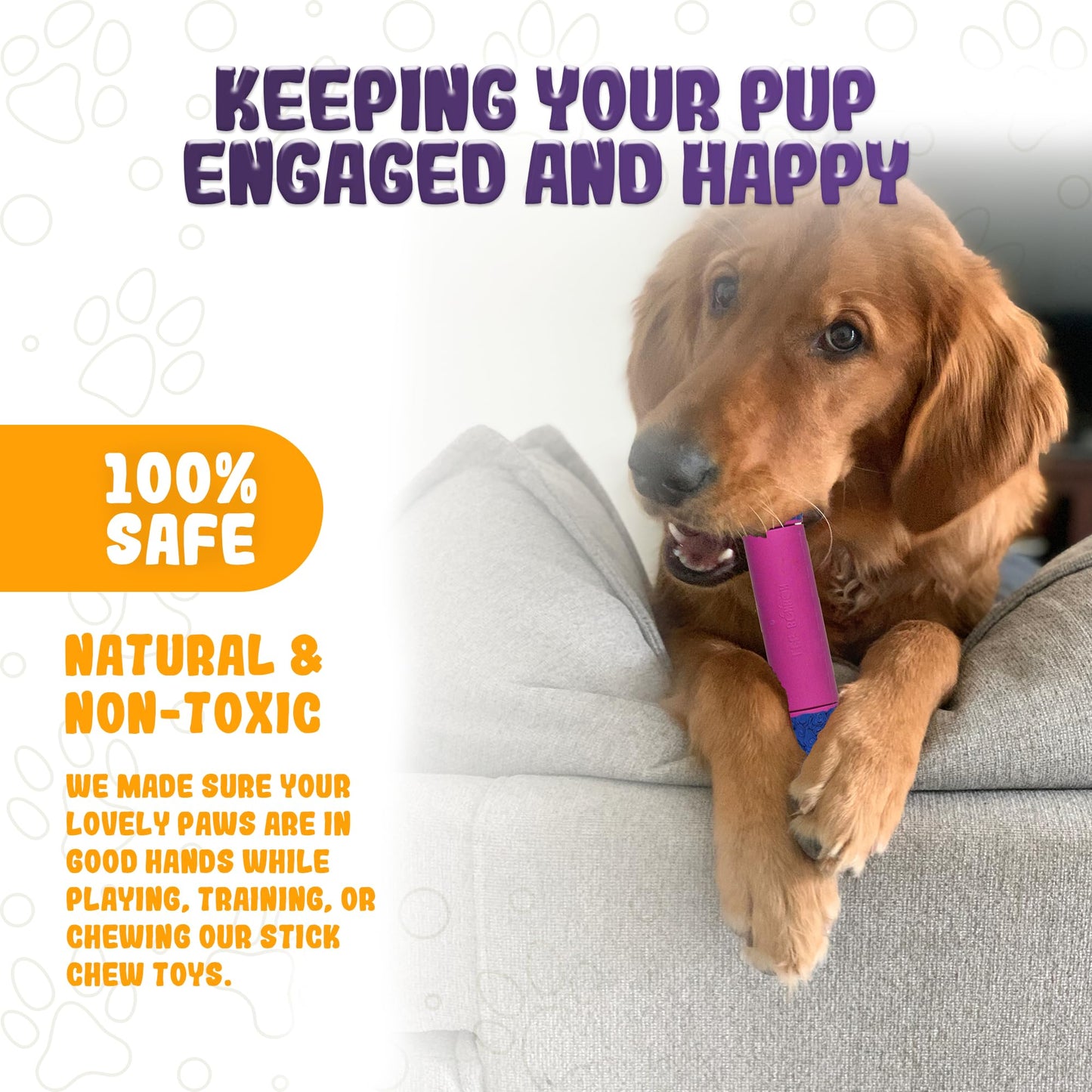 LEE BONBON Indestructible Dog Chew Toy – Tough Rubber Stick for Aggressive Chewers, Safe & Treat-Fillable, Teething Toy for Large Breed & Puppies