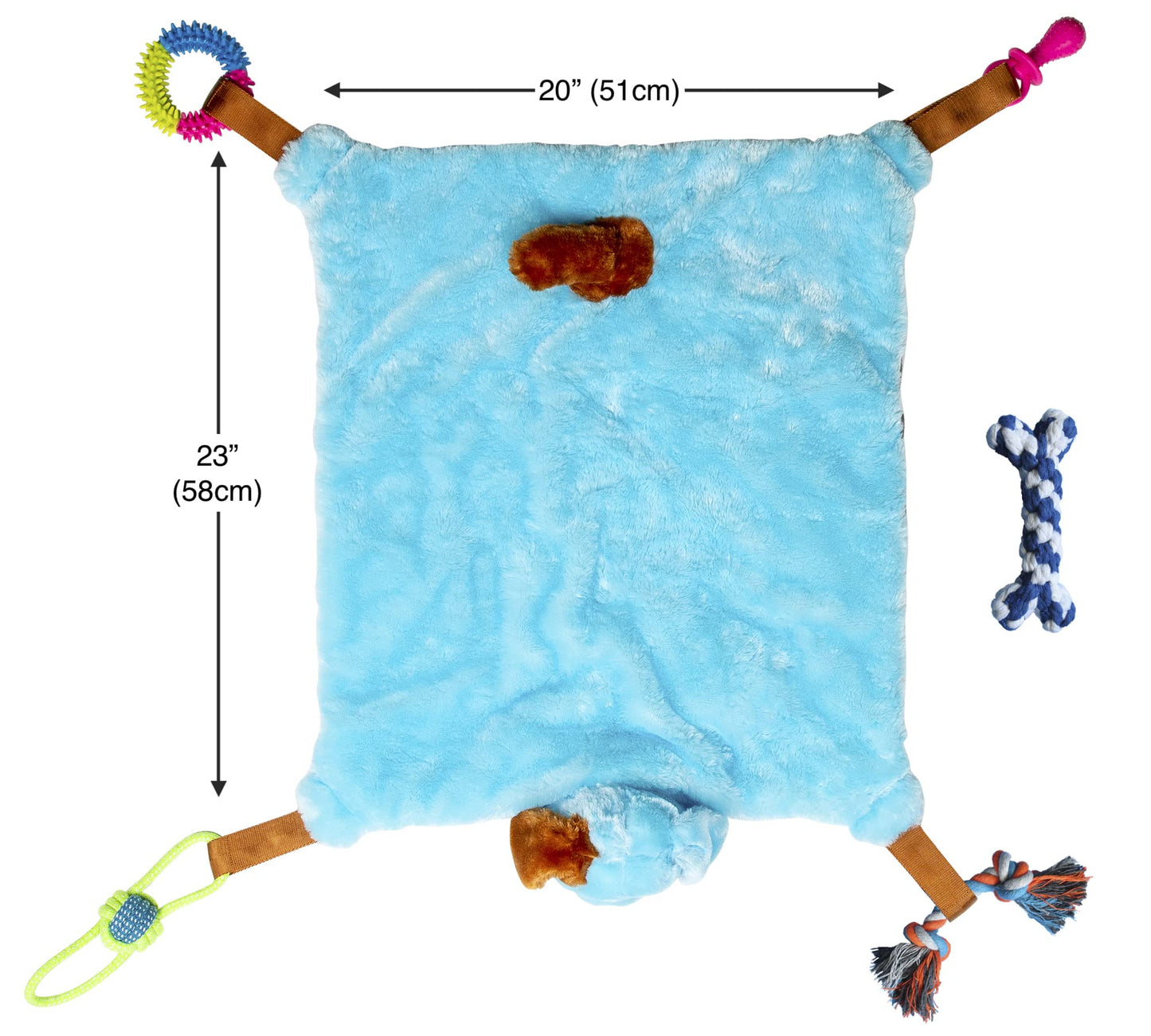 EZDOM Puppy Play Mat with Toys for Small Breeds - Blue, 23”x20” - Multi-Functional Interactive Toy and Sleeping Pad with Detachable Dog Toys for Small Dogs to Keep Busy, Puppy Gifts for New Owner