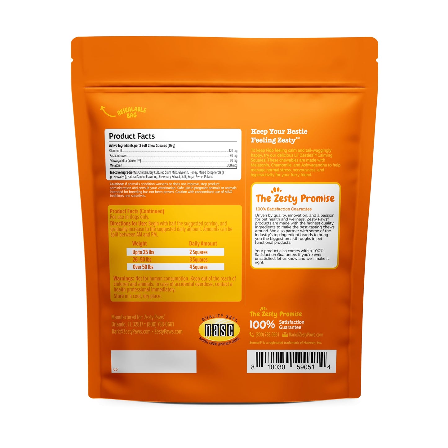 Zesty Paws Flavored Soft Chews - Calming for Dogs Anxiety Composure Relief with Ashwagandha Melatonin Chamomile Passionflower Dog Stress Separation Aid for Fireworks and Thunder 20 oz
