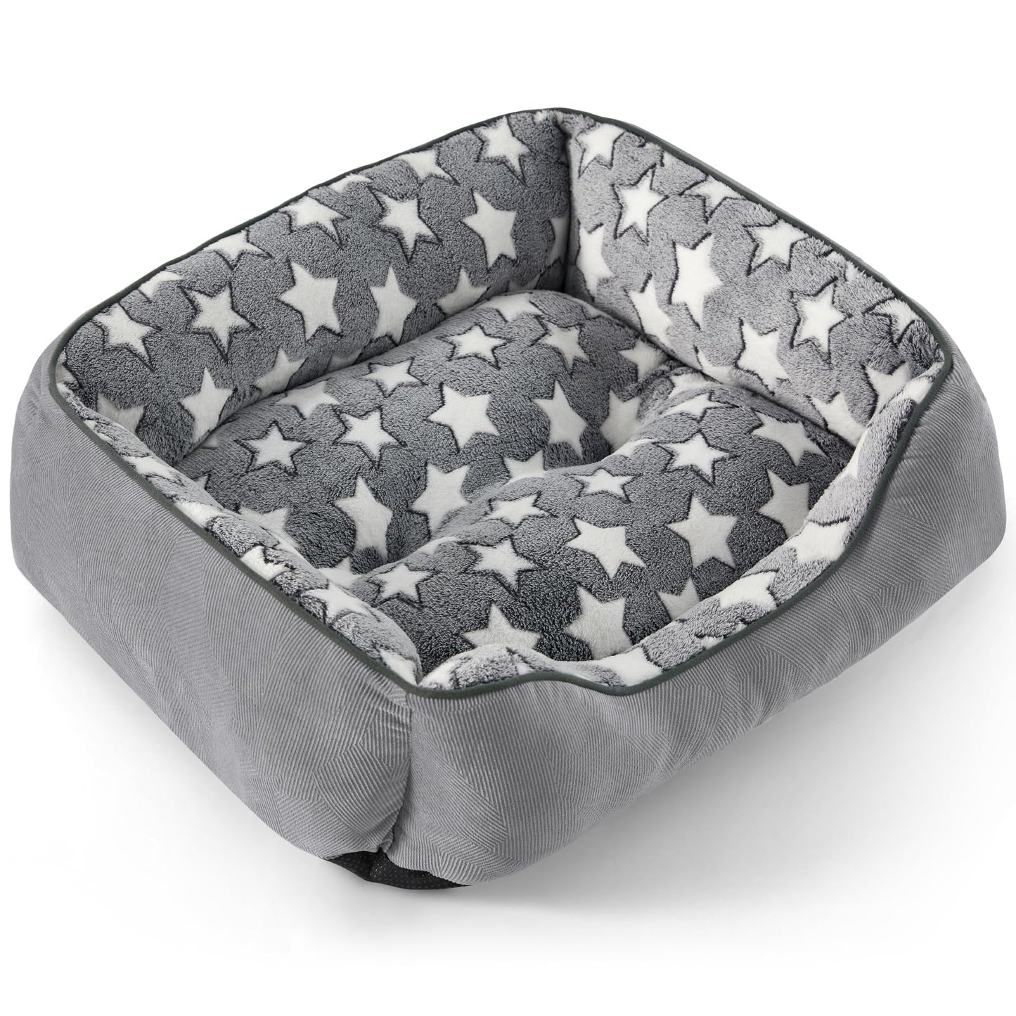 SIWA MARY Rectangle Dog Bed for Small Medium Dogs, Calming Dog Bed Medium Size Dog, Orthopedic Dog Sofa Bed, Warming Soft Calming Sleeping Puppy Bed, Pet Bed with Anti-Slip Bottom, S Plus(25"x21"x8")