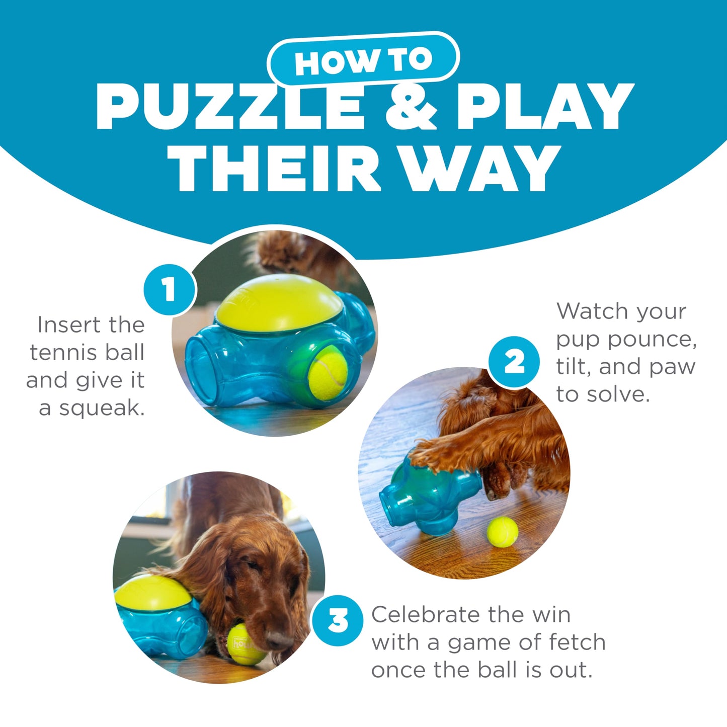 Outward Hound Tennis Maze Craze Interactive Squeaky Dog Toy, Blue