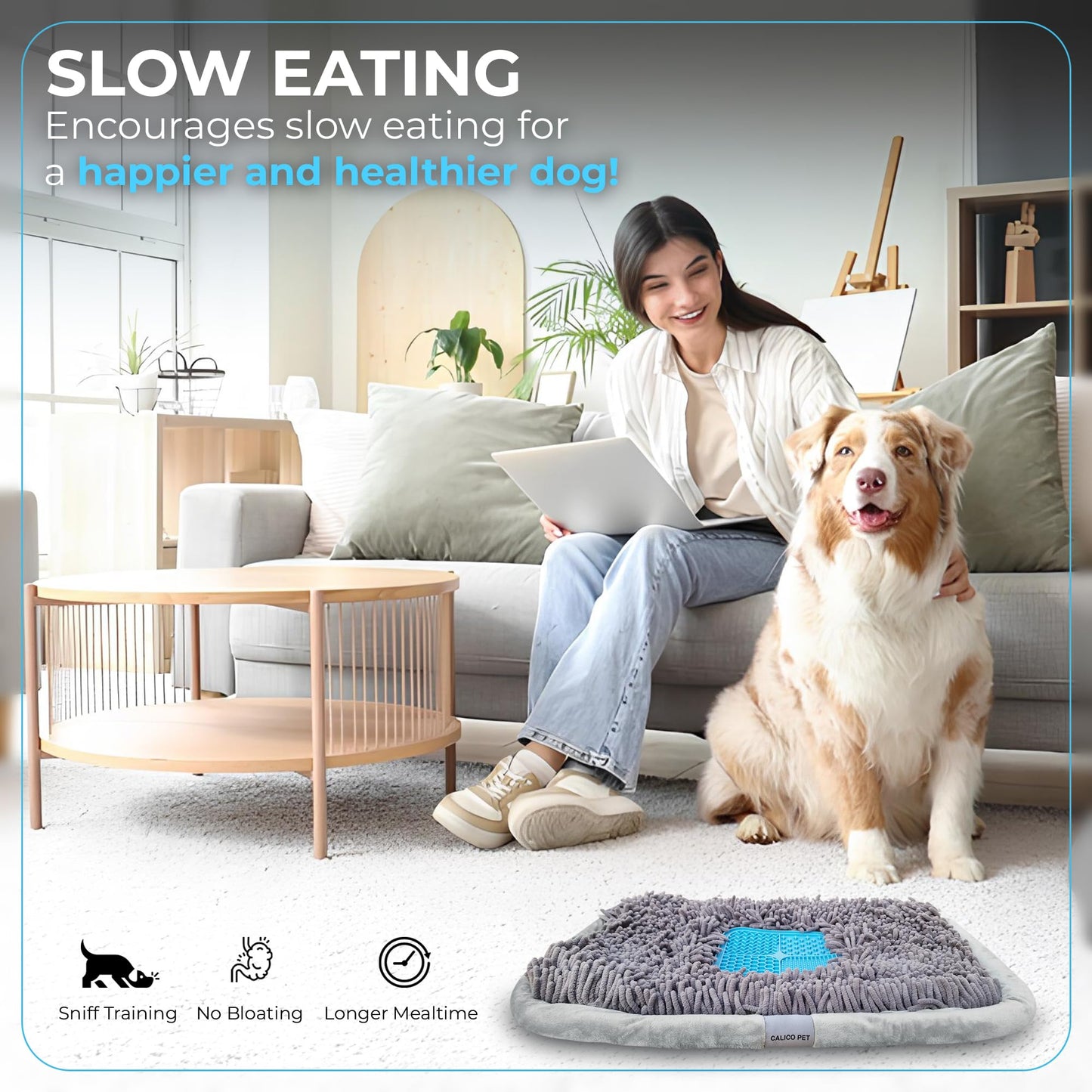 Snuffle mat for Dogs Size 25" x 18" - Silicone Lick mat Attachable with Sniffing Washable pad - Foraging Natural Mental Stimulation Toy Digging Slow Feeder Puzzle Enrichment Small Medium Large Puppy