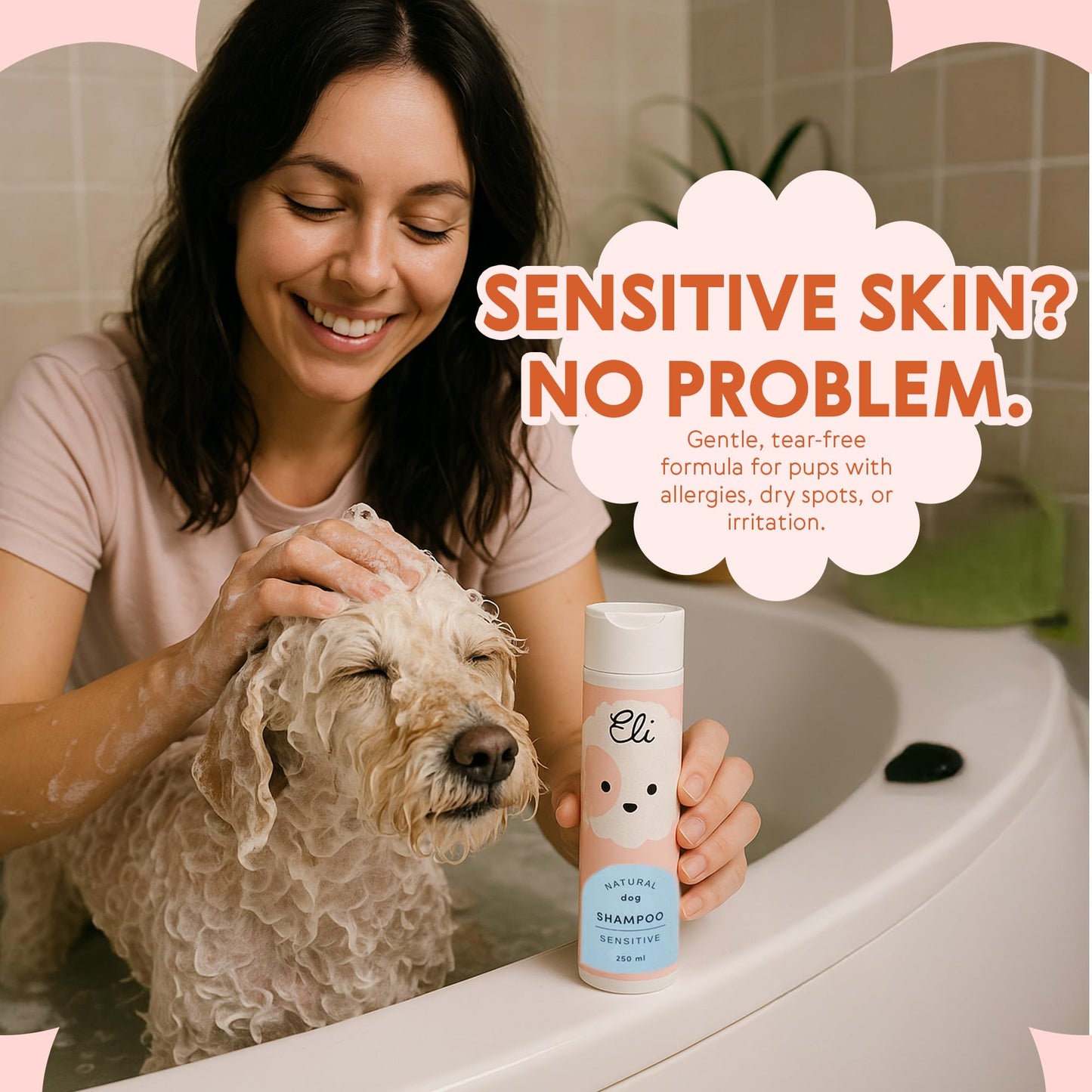 Eli Natural Dog Shampoo – A Plant-Based, Tear-Free, pH-Balanced Formula for Sensitive Skin, Free from sulfates, parabens, and allergens, Safe for Puppies and Adults, Vegan-Friendly Care – 8.45 oz