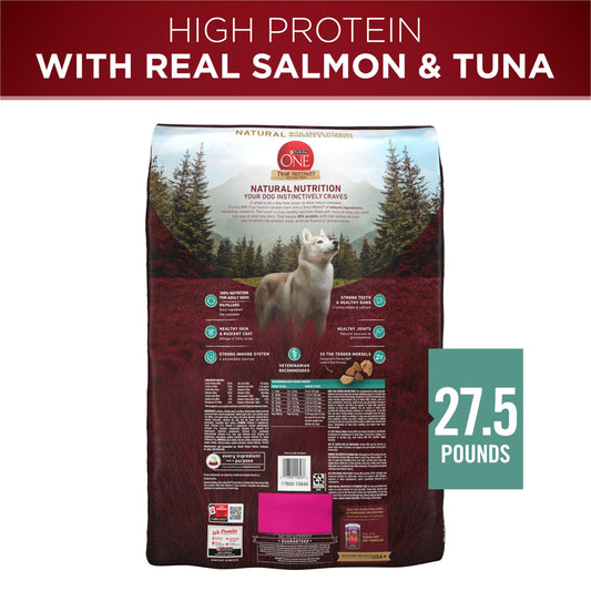 Purina ONE True Instinct With Real Salmon and Tuna Natural With Added Vitamins, Minerals and Nutrients High Protein Dog Food Dry Formula - 27.5 lb. Bag