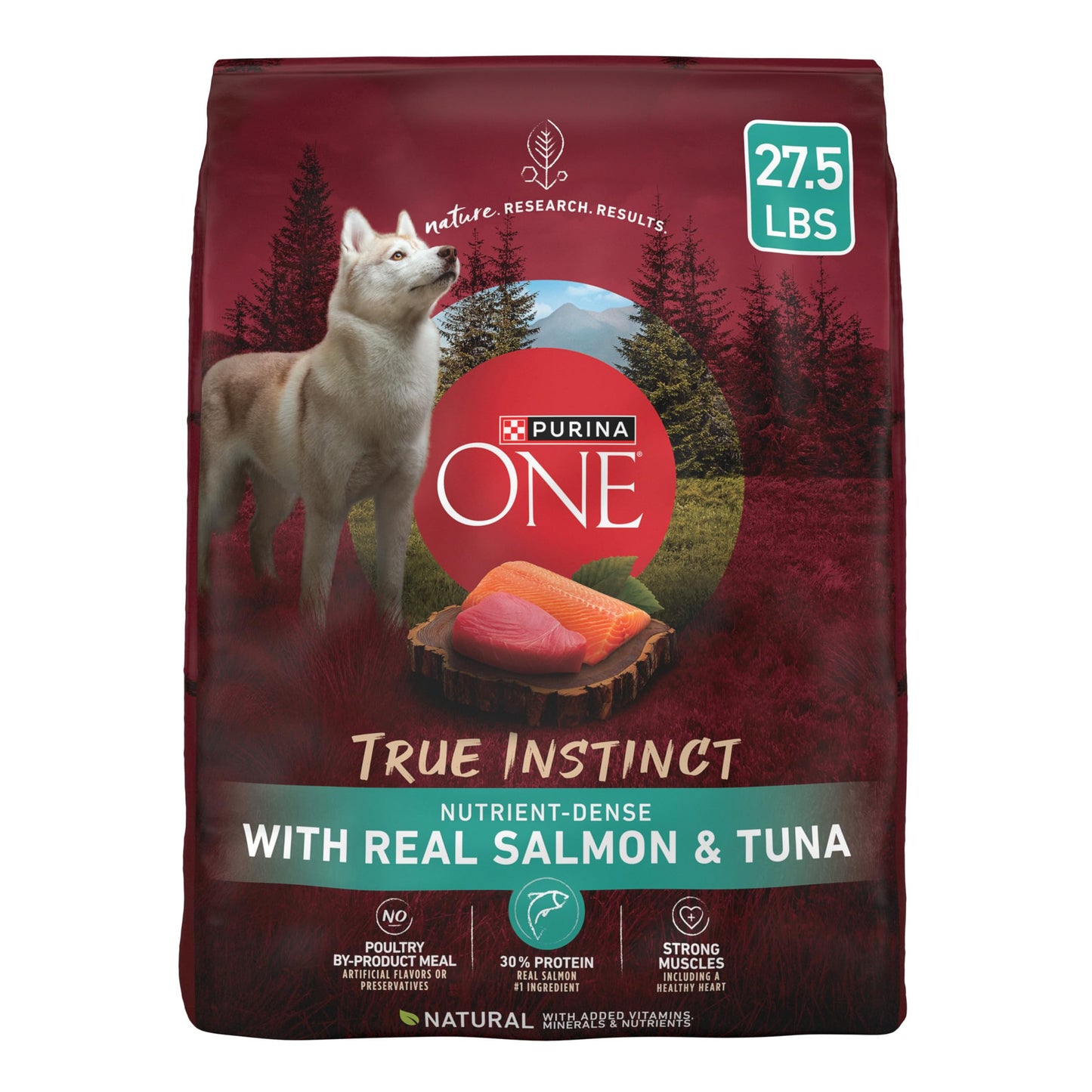 Purina ONE True Instinct With Real Salmon and Tuna Natural With Added Vitamins, Minerals and Nutrients High Protein Dog Food Dry Formula - 27.5 lb. Bag