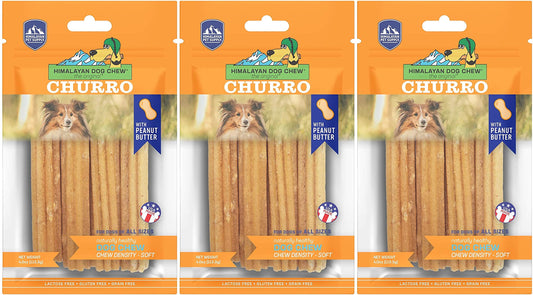 Himalayan Chews 3 Pack of Peanut Butter Yaky Churros Soft Chews, 4 Ounces Each, for Dogs, No Lactose or Grains