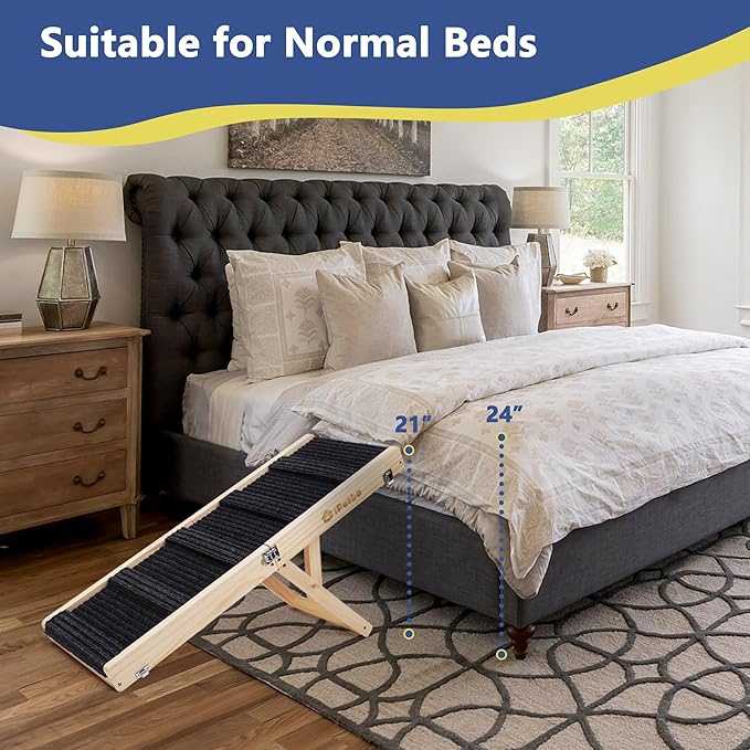 Small Dog Ramp for Bed Couch Car Folding Portable Pet Ramp for Cats Adjustable Height 21", Up to 35 lbs