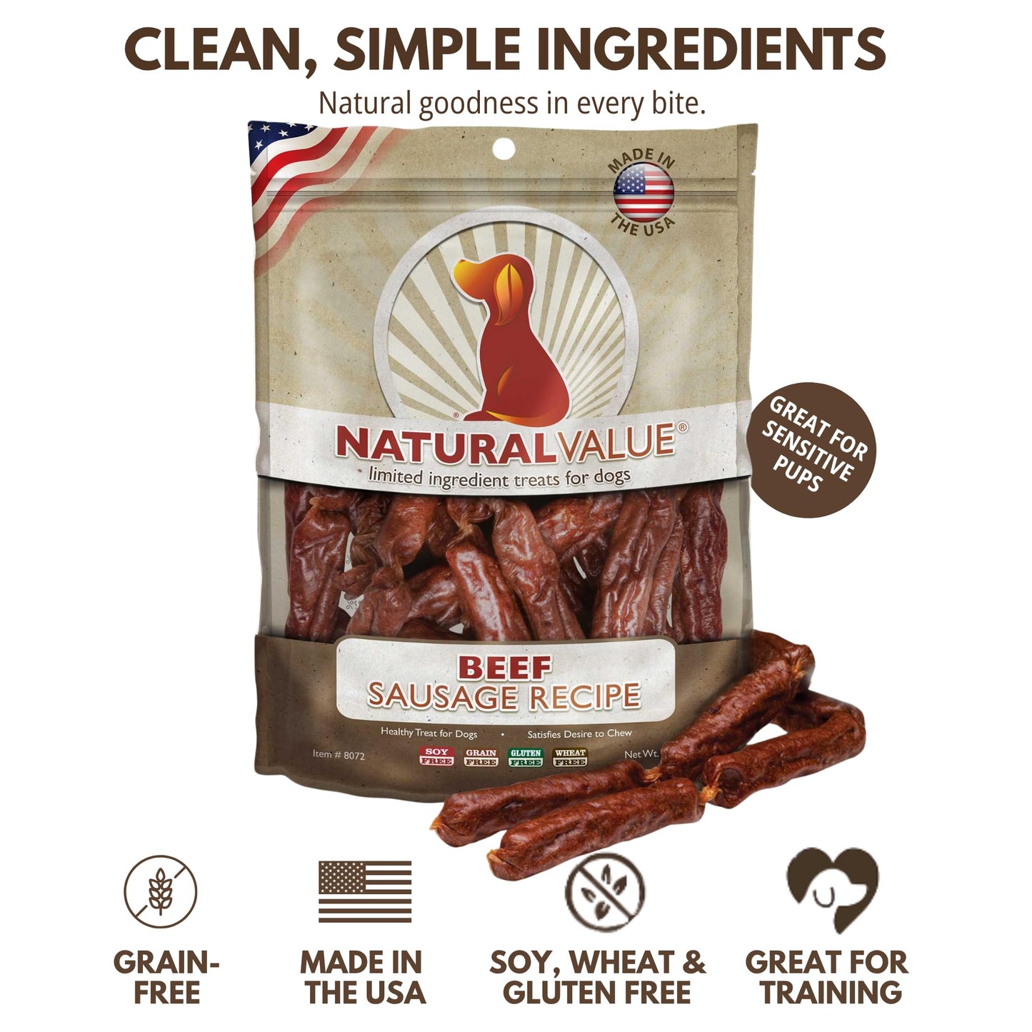 Loving Pets Natural Value Beef Sticks - Soft Jerky Dog Treats for Large & Small Breeds - Healthy Gluten, Wheat, Soy & Grain Free Pet Treats for Dogs