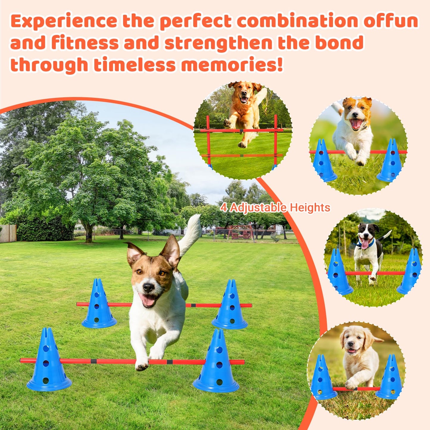 MegaChoice Speed Agile Hurdle Cone Set, 6 PCS Training Kit with 12 Cones & 6 Agile Rods Combo, Dog Agile Equipment with Carry Bag