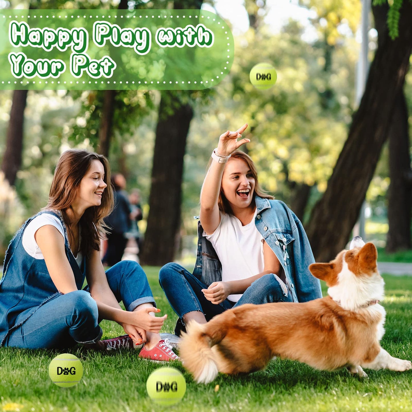 40 Pack Tennis Balls Dog Toys Bulk 2.5 Inch with Carry Bags, Easy Catching Interactive Fetch for Pet Puppy Small Medium Large Dogs Training Exercise and Practice