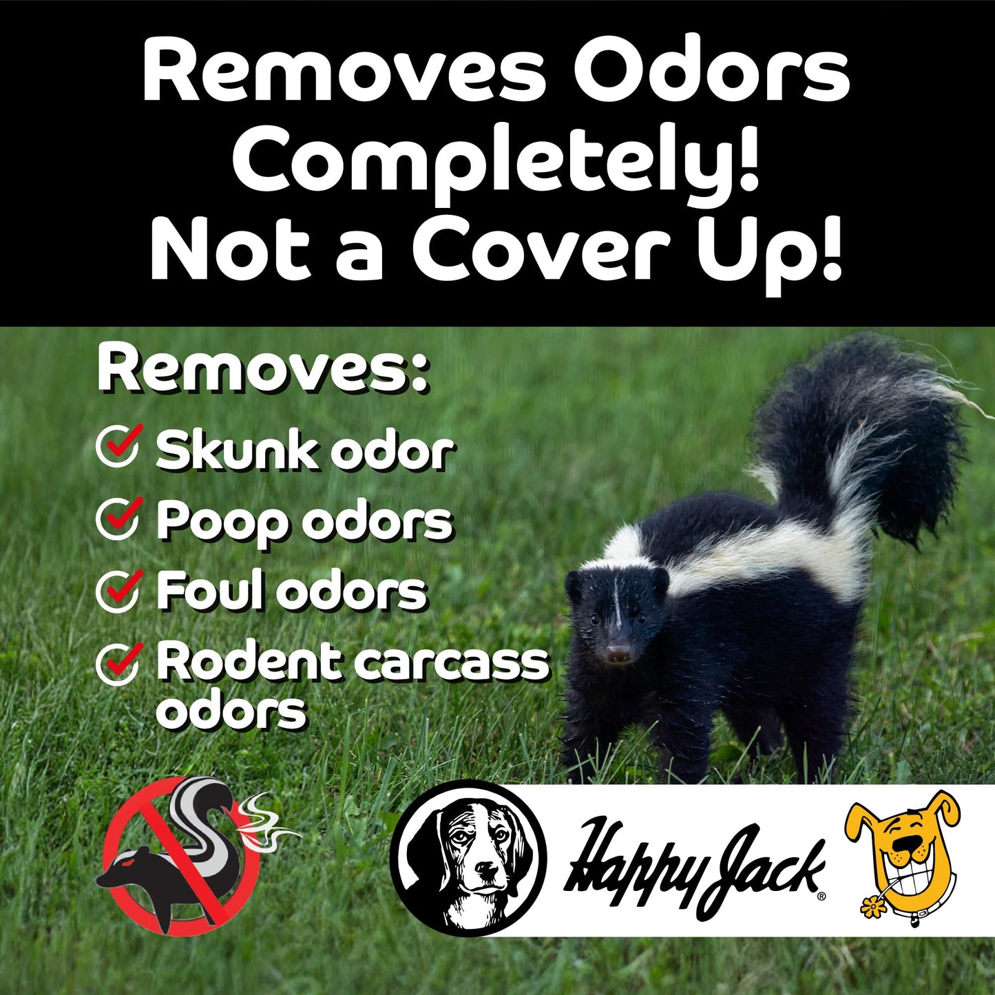 HAPPY JACK Mephidide Anti Skunk Shampoo for Dogs, Cats, Pets – Hypoallergenic Skunk Odor Remover for Dogs – Deodorizing Dog Shampoo (16oz)