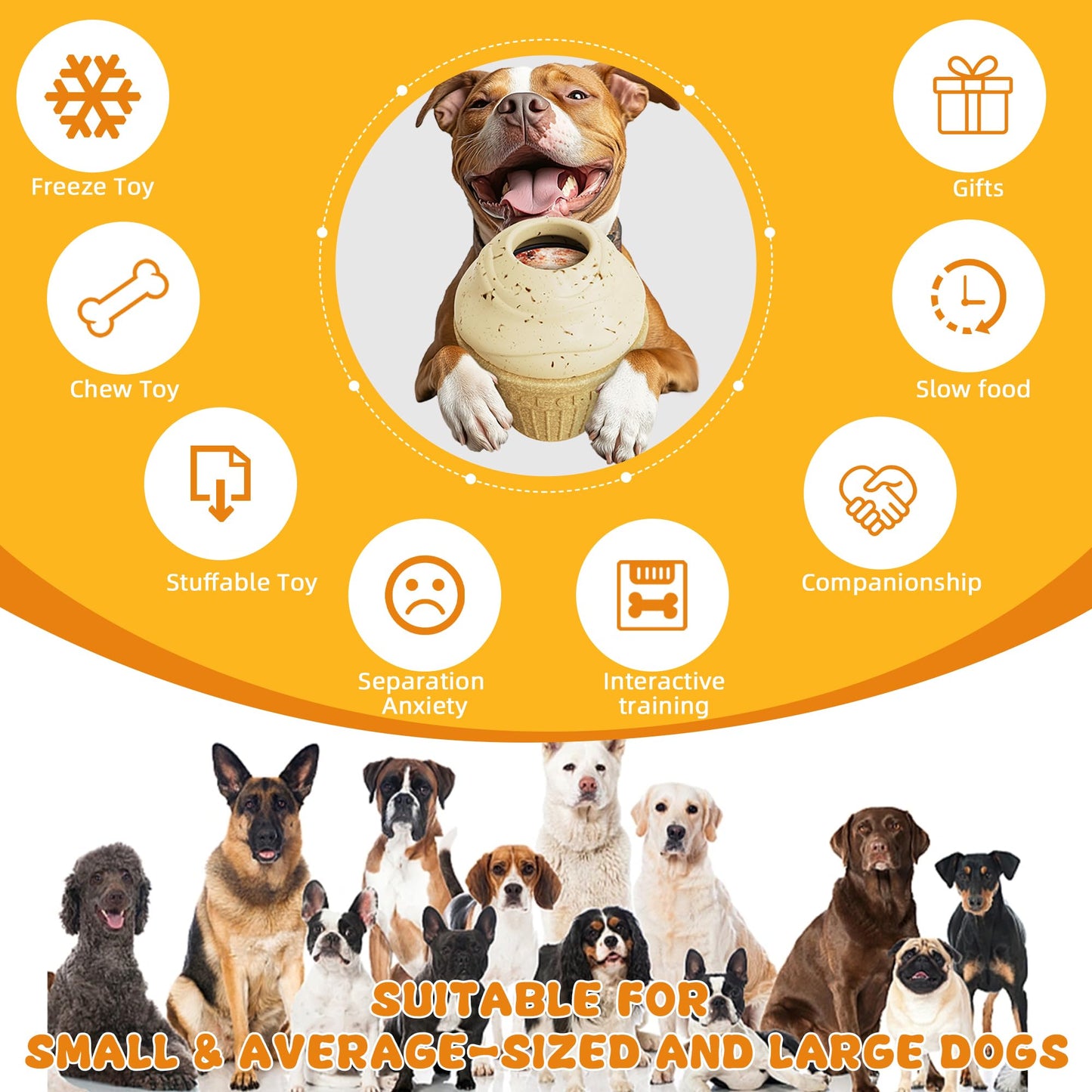 Frozen Treat Dispenser & Chew Toy for Aggressive Chewers - Interactive Dog Toy with Freezable Snack Box, Mental Stimulation for Large Breed Dogs, Unbreakable Design