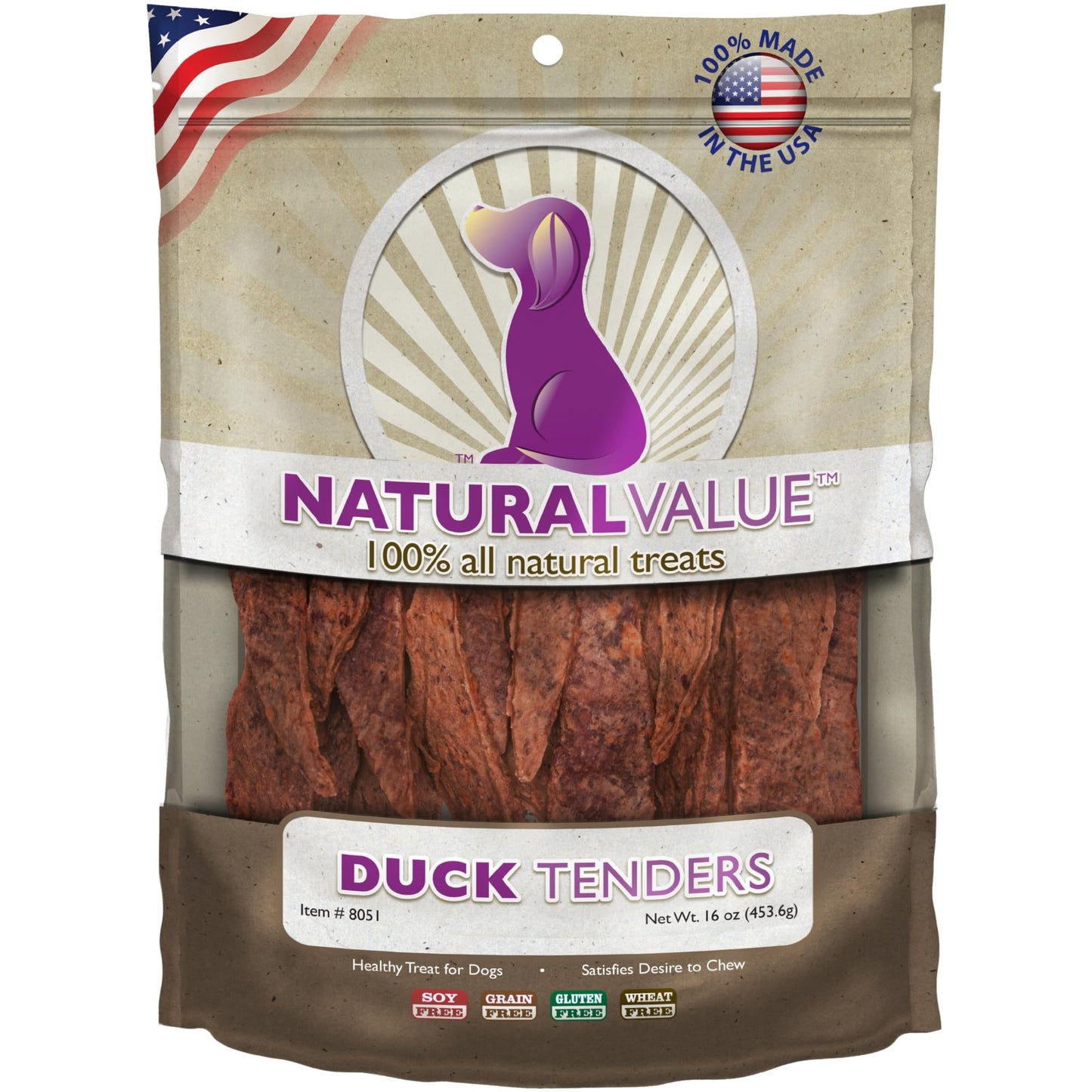 Loving Pets Natural Value All Natural Soft Chew Duck Tenders Dog Treat, 14-Ounce (8051)