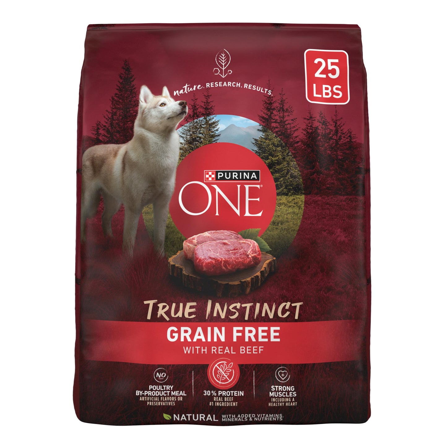 Purina ONE Grain Free Natural High Protein Dry Dog Food Formula True Instinct with Real Beef with Added Vitamins, Minerals and Nutrients - 25 lb. Bag