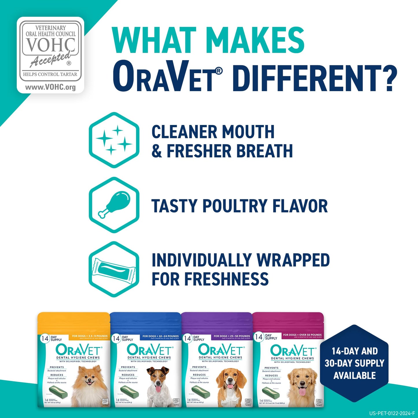 OraVet Dental Chews for Dogs, Oral Care and Hygiene Chews (Extra Small Dogs, 3.5-9 lbs.) Yellow Pouch, 30 Count