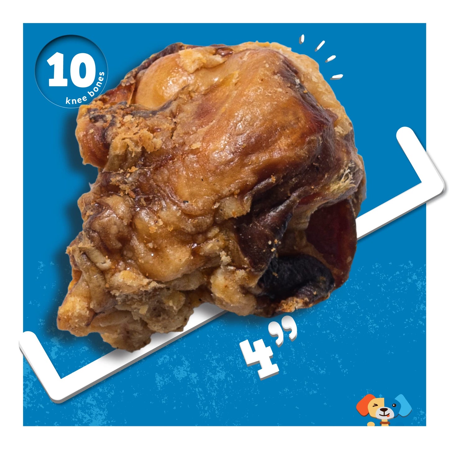 Jack&Pup Beef Bones, Knee Cap for Dogs, Long Lasting Natural Dog Bones, Beef Bone Knee Caps for Large Dogs. (10 Pack)