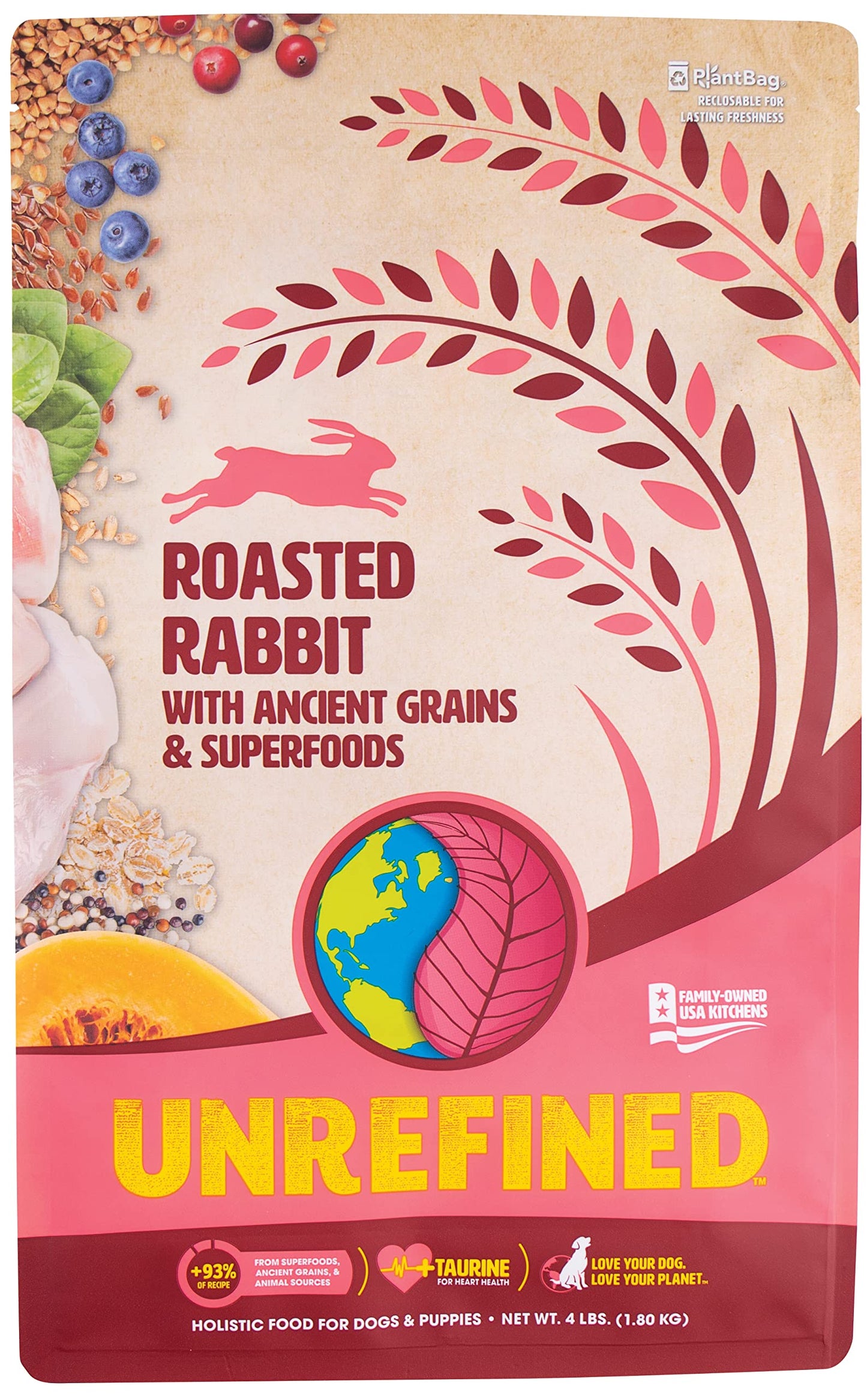 Earthborn Holistic Venture Unrefined Roasted Rabbit with Ancient Grains & Superfoods Dry Dog & Puppy Food, 4 lb.