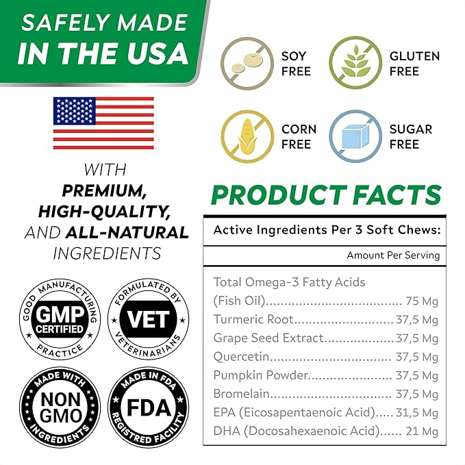 StrellaLab Dog Allergy Relief & Anti Itch Support Chews w/Omega 3: Real Ingredients, Real Taste! Skin & Coat Immune Supplement w/Fish Oil, Pumpkin & Enzymes — Developed by Experts - Made in USA -120Ct