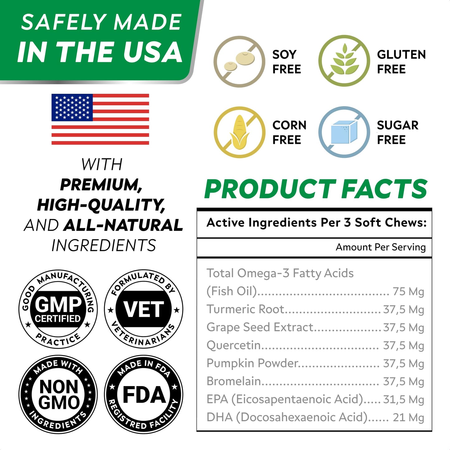 StrellaLab Dog Allergy Relief & Anti Itch Support Chews w/Omega 3: Real Ingredients, Real Taste! Skin & Coat Immune Supplement w/Fish Oil, Pumpkin & Enzymes — Developed by Experts - Made in USA -120Ct