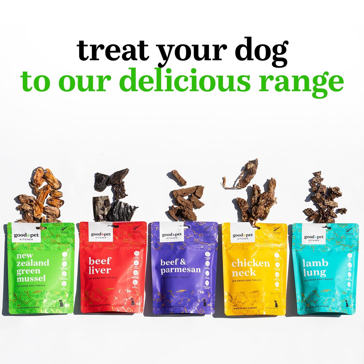 Good Pet Kitchen Pet Treats, Air-Dried, Natural, Single Ingredient Dog Treat, Grain Free, Sustainably Sourced Dog Treats, Toppers, Snacks, New Zealand Green Mussels 1.7 oz