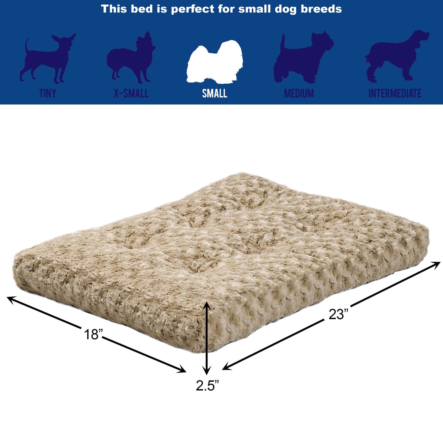 MidWest Homes for Pets Small QuietTime Deluxe Mocha Ombré Swirl Plush Pet Bed, Machine Washable, Non-Skid Bottom, Soft Crate Mat for 24-inch Crates