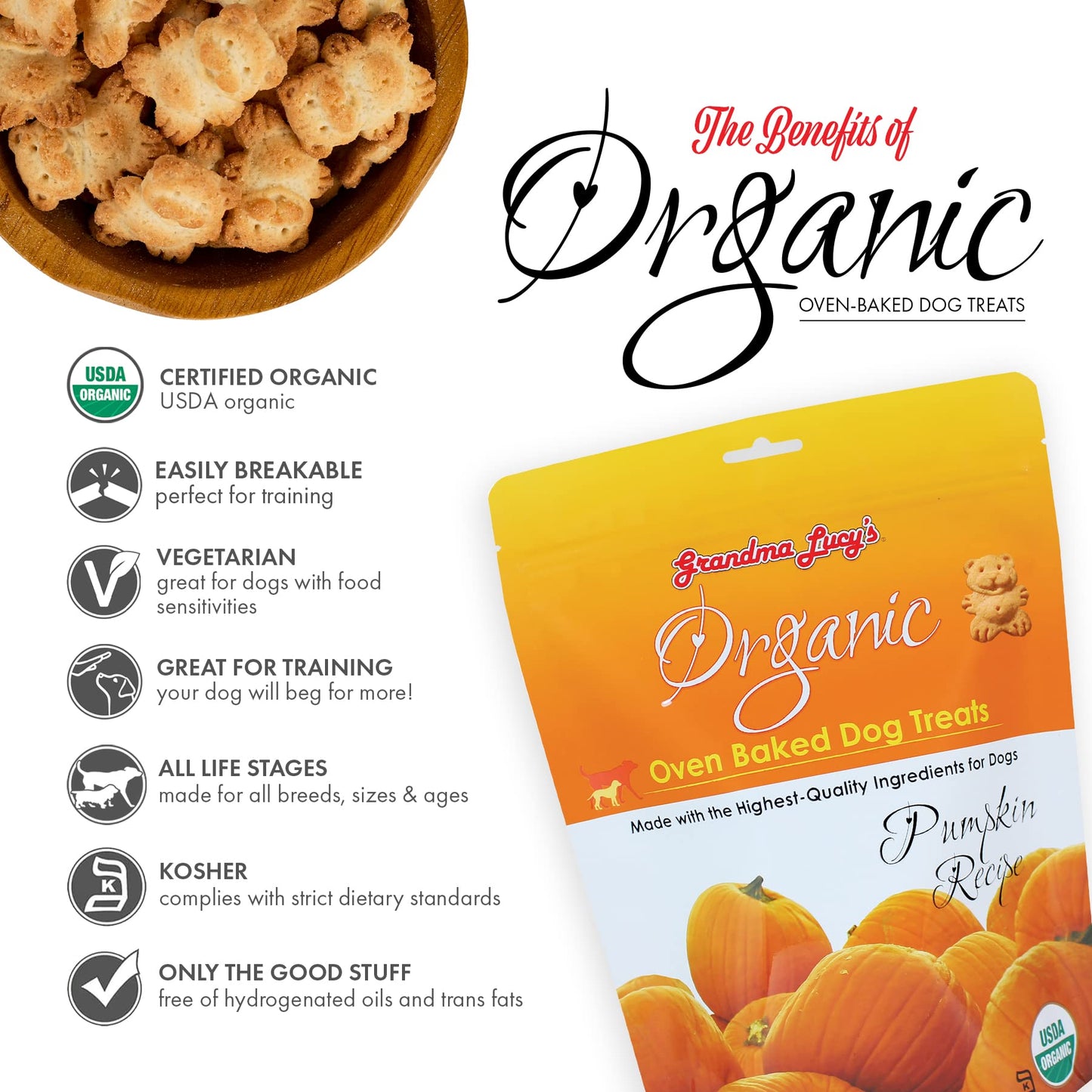 Grandma Lucy's - Organic Baked Dog Treats - Pumpkin - 14Oz