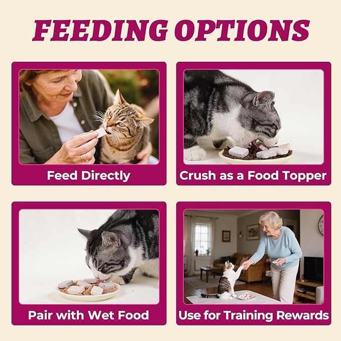 Wellix Freeze-Dried Cat Treats for Dog&Cat - Triberry Cat&Dog Yogurt Treats with Chicken Flavor Fruits - Probiotics Digestive&Immune Health Cats&Dogs Food Toppers 4.23oz