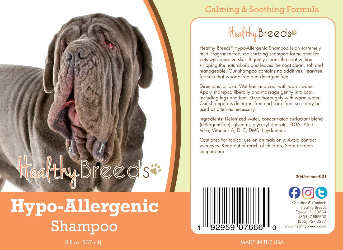 Healthy Breeds Neapolitan Mastiff Hypo-Allergenic Shampoo 8 oz