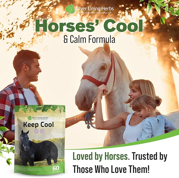 Silver Lining Herbs Keep Cool Horse Calming Supplement - Horse Health Calm & Focus Supplement - Horse Calming Supplements with Natural Herbs including Chamomile, Echinacea, & More - 1 lb 60-Day Supply