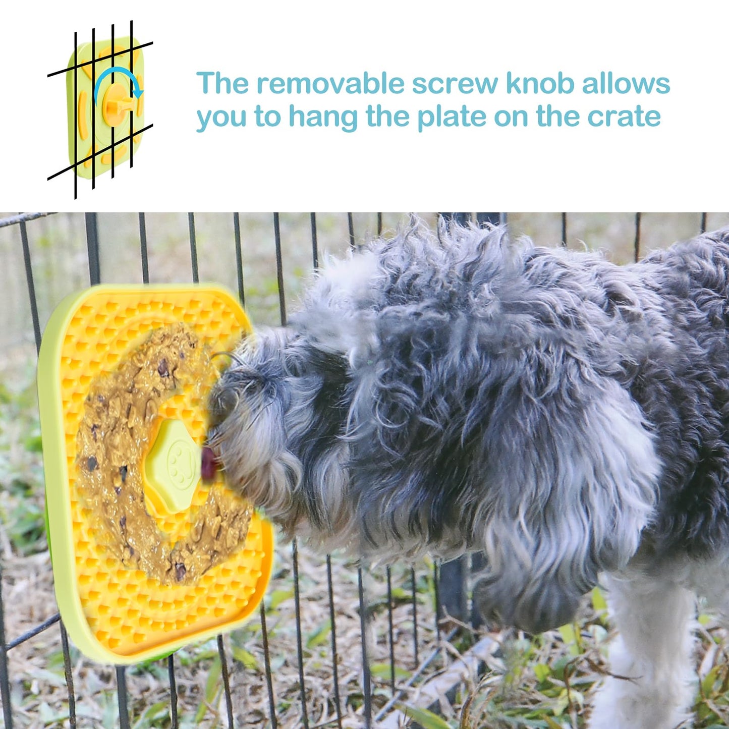 Avont Lick Mat for Dogs Cats, Cat Dog Crate Lick Mat Slow Feeder for Wet Food, Peanut Butter Lick Pad, Soothing Calming Licking Square Mat for Kennel Crate Training Grooming -Orange