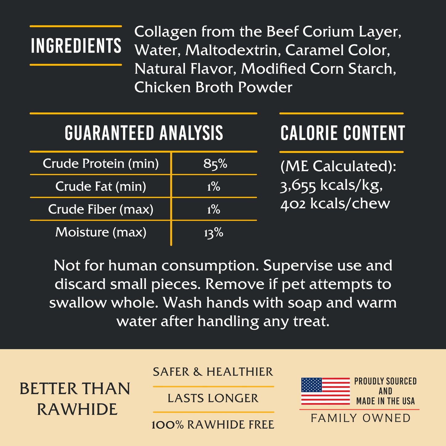 FIDELIS Rawhide Free Dog Chews Long Lasting, Treat Sticks, Dog Treats, Small & Large Dogs, Beef Collagen, Gluten Free, Grain Free, Pet Chew, Bones-Alternative, Made in USA, 4pk, Chicken, 10"