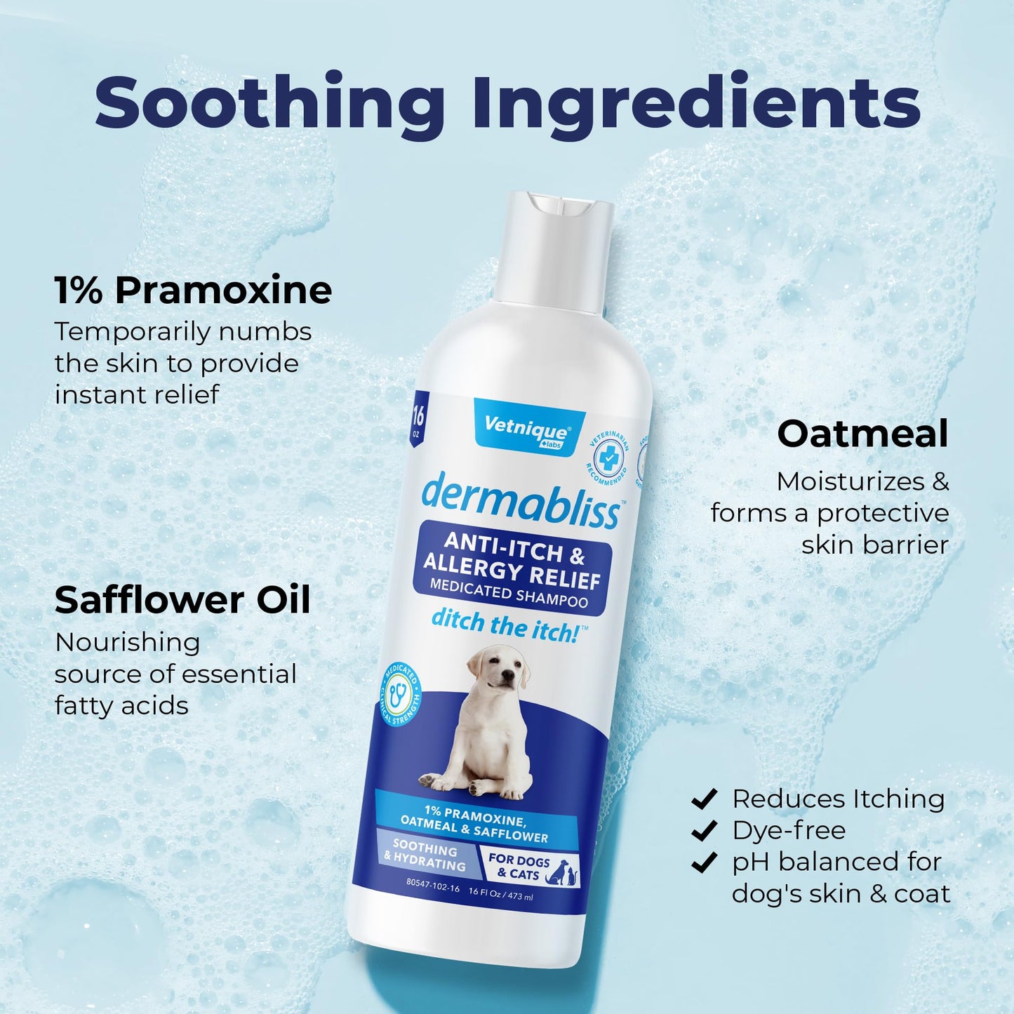 Bio-Groom Oatmeal Dog Shampoo – for Allergies and Itching, Cruelty-Free, Dog Bathing Supplies, Puppy Shampoo for Sensitive Skin, Made in USA, Anti-Itch Dog Products – 12 fl oz 1-Pack