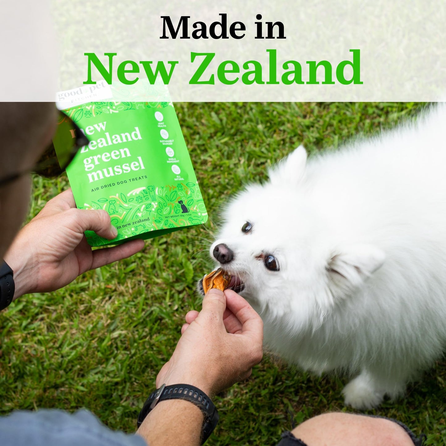 Good Pet Kitchen Pet Treats, Air-Dried, Natural, Single Ingredient Dog Treat, Grain Free, Sustainably Sourced Dog Treats, Toppers, Snacks, New Zealand Green Mussels 1.7 oz