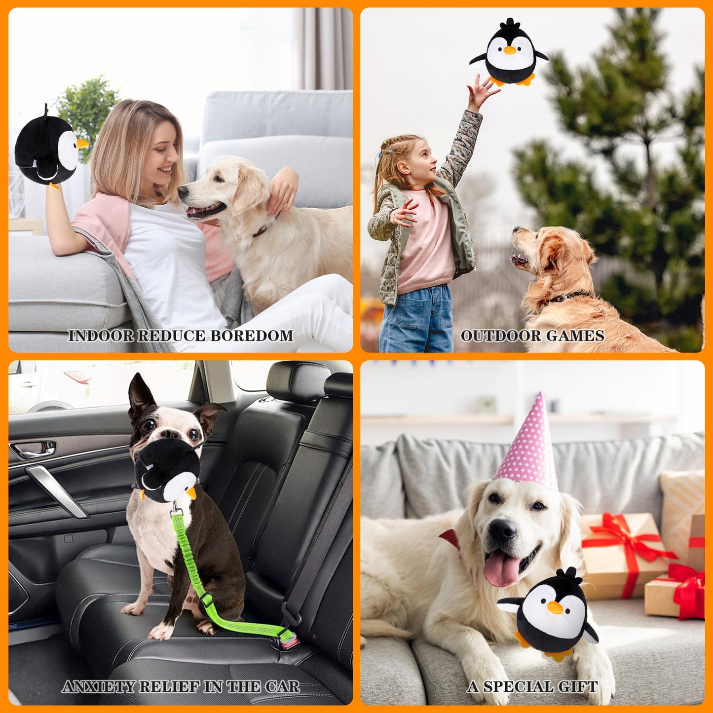 EXPAWLORER Interactive Dog Toys- Automatic Moving Doggie Toy Ball, Puppy Squeaky Toys to Keep Them Busy for Boredom, Jumping Enrichment Pet Toys for Small Medium Dogs, Penguin