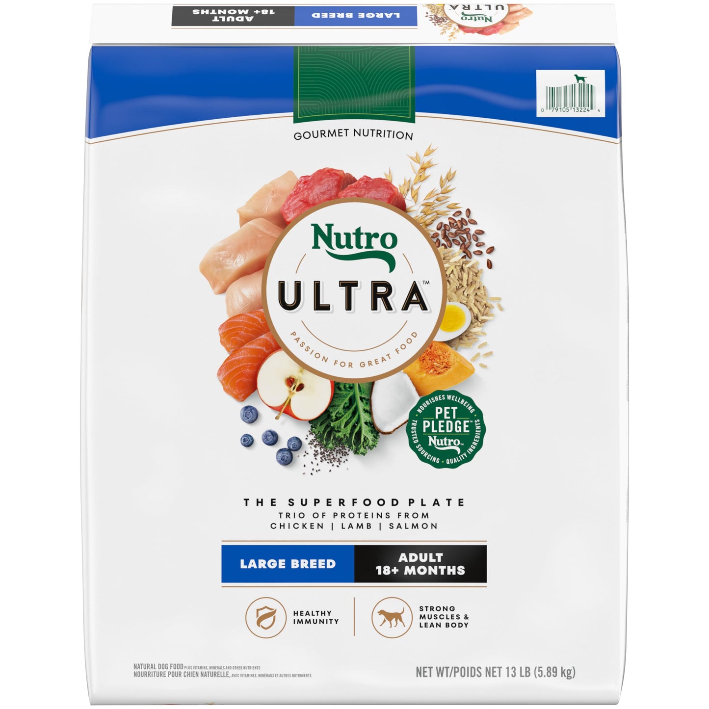 Nutro Ultra Adult Large Breed Dry Dog Food, Chicken, Lamb and Salmon Protein Trio, 13 lb Bag
