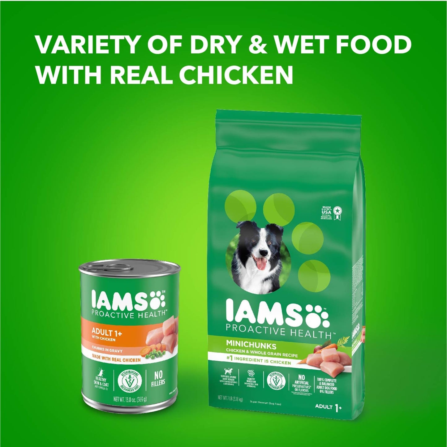 IAMS Proactive Health Adult Wet Dog Food Chunks in Gravy, Chicken Recipe, 13 oz. Cans (12 Count, Pack of 1)