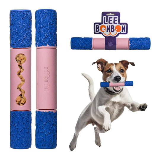 LEE BONBON Indestructible Dog Chew Toy – Tough Rubber Stick for Aggressive Chewers, Safe & Treat-Fillable, Teething Toy for Large Breed & Puppies