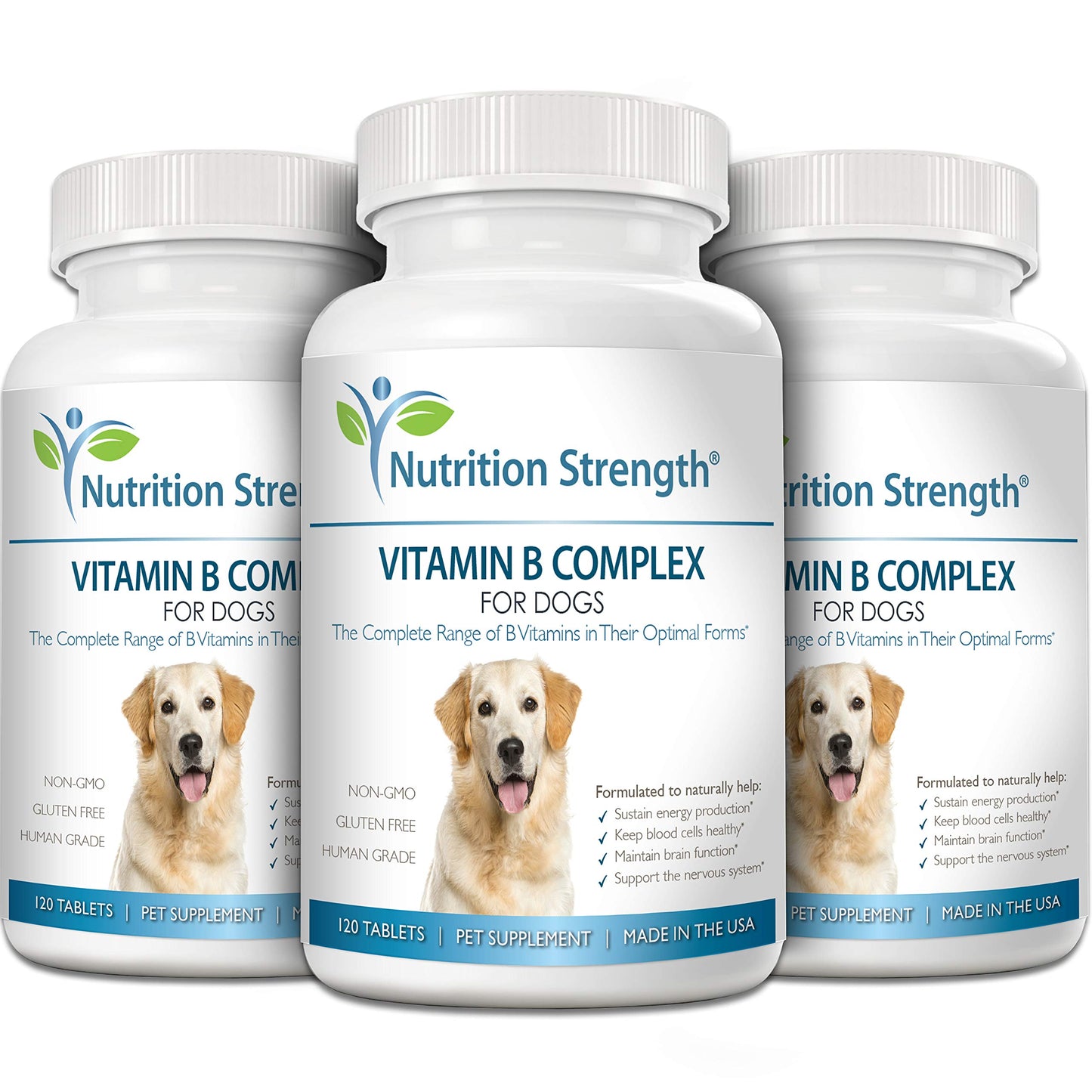 Nutrition Strength Vitamin B for Dogs, Complete B Complex for Dogs, Promote Blood Cell & Nervous System Health, Help Sustain Cellular Energy Production & Maintain Brain Function, 120 Chewable Tablets