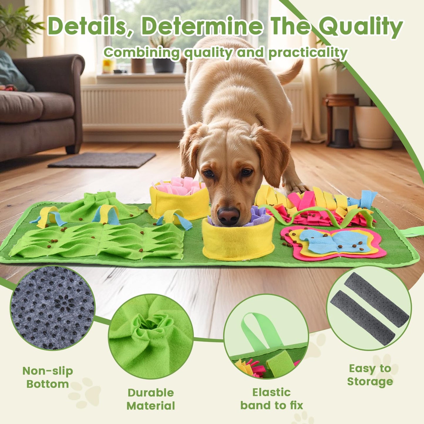 PAWSPURR Snuffle Mat for Dogs, 27.5x15.7Inch Interactive Slow Feeding Mat Dog Puzzle Toys for Foraging, Smell Training, Anxiety Relief