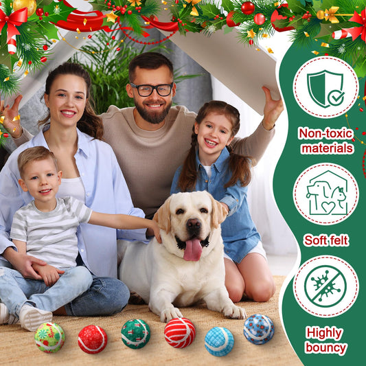 Sosation 60 Pack Christmas Squeaky Tennis Balls for Dogs, Dog Balls 2.0" Interactive Fetch Toy Non-Toxic Durable Outdoor Small Puppy Chew Toys for Teething Training Exercise Playing Throwing