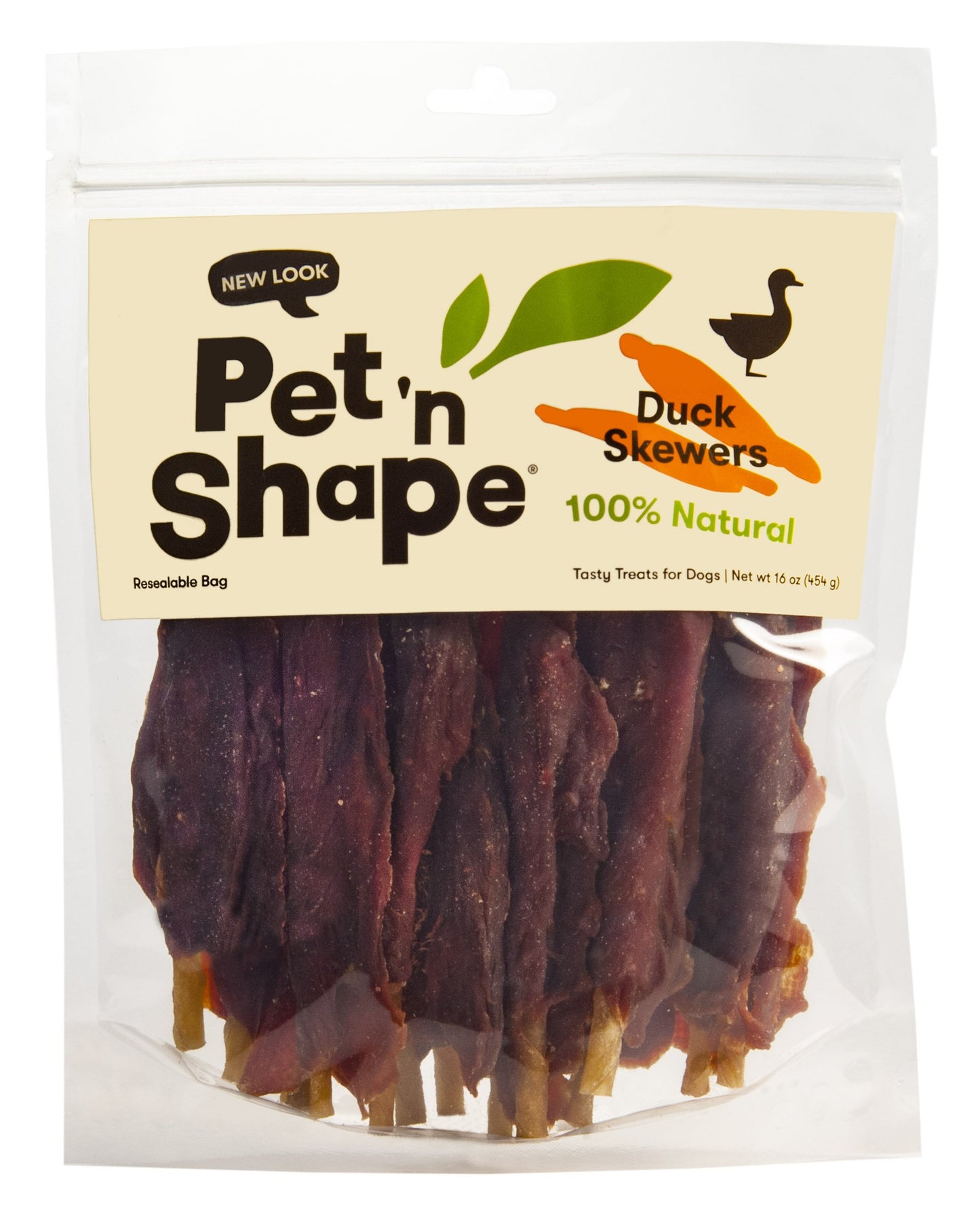 Pet 'n Shape Chik 'n Skewers – Duck Wrapped Rawhide Chew Dog Treats - 1 Pound
