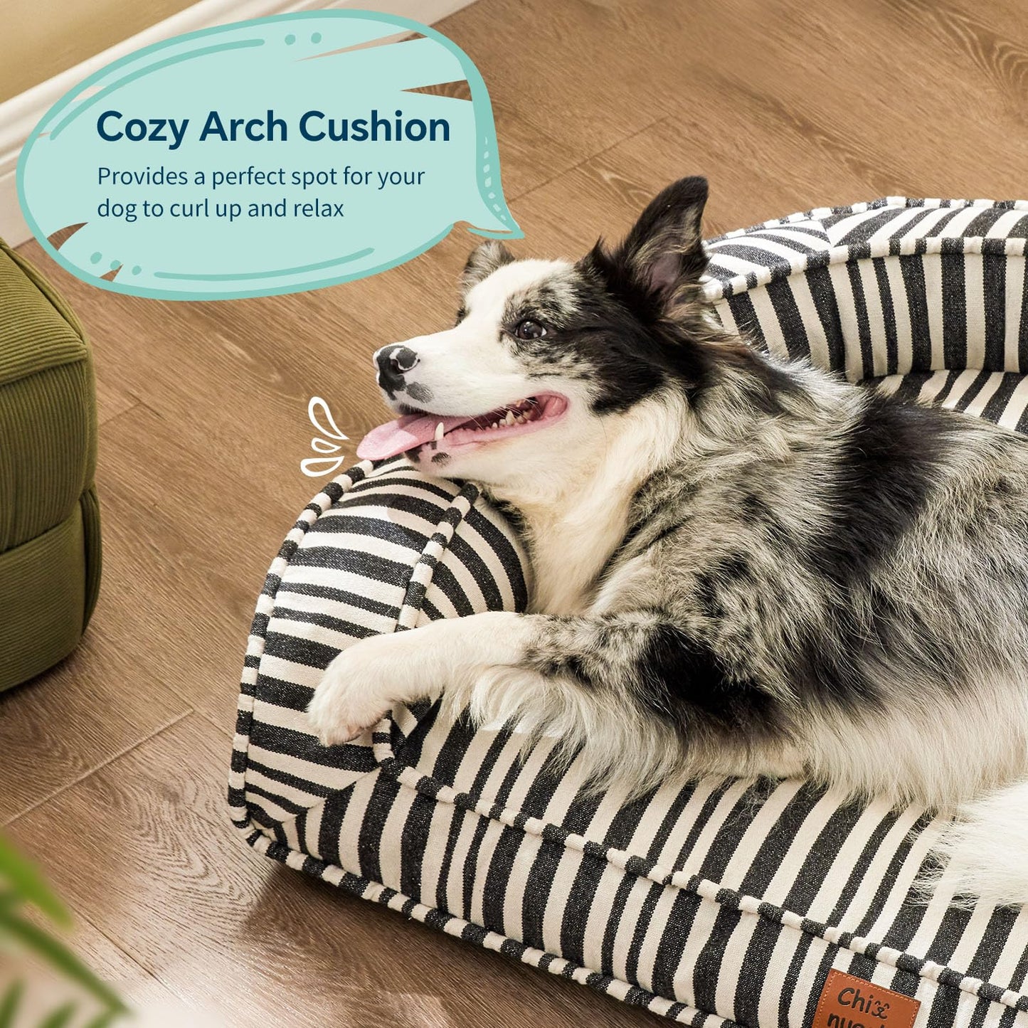 ChiXnuggle Dog Bed for Large Dogs - Washable Canvas Pet Beds, Breathable & Low-Step Entry Easy for Senior Dog, 36x27x7inches