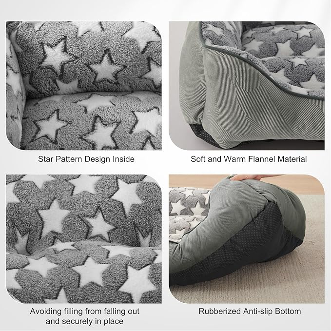SIWA MARY Dog Bed Medium Size Dog,Waterproof Dog Sofa Beds,Comfort Dog Beds for Medium Dogs with Non-Slip Botttom,S Plus(25"x21"x8") Dark Grey