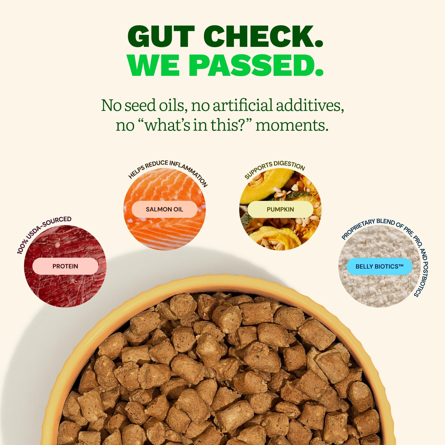 Get Joy Freeze Dried Raw Beef Dog Food, High Protein Grain Free Meal, Topper & Treat, Gut Health Support with Probiotics, Small to Large Breed, 16oz Bag