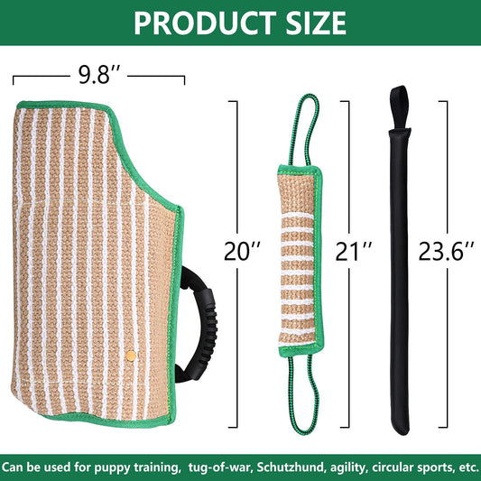 Dog Bite Training Set - Dog Bite Sleeve Training Protection Arm, Dog Bite Pillow Tug Toy, Dog Training Stick, Professional Training Equipment for K9, IPO, Schutzhund Puppy Training
