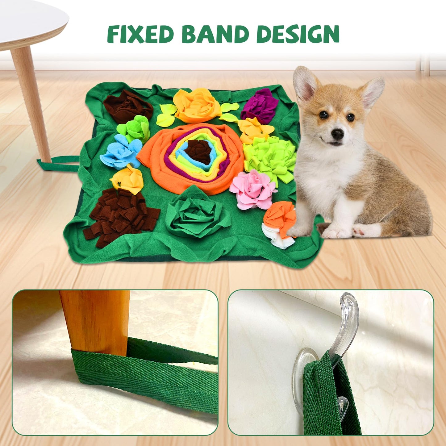 Snuffle Mat for Dogs, Interactive Sniff Mat Slow Feeding Mat for Small Pets Cats, Rabbits to Keep Busy, Dog Puzzle Slow Feeder Treat Toy, Dog Treat Dispenser for Training and Stress Relief (Green)