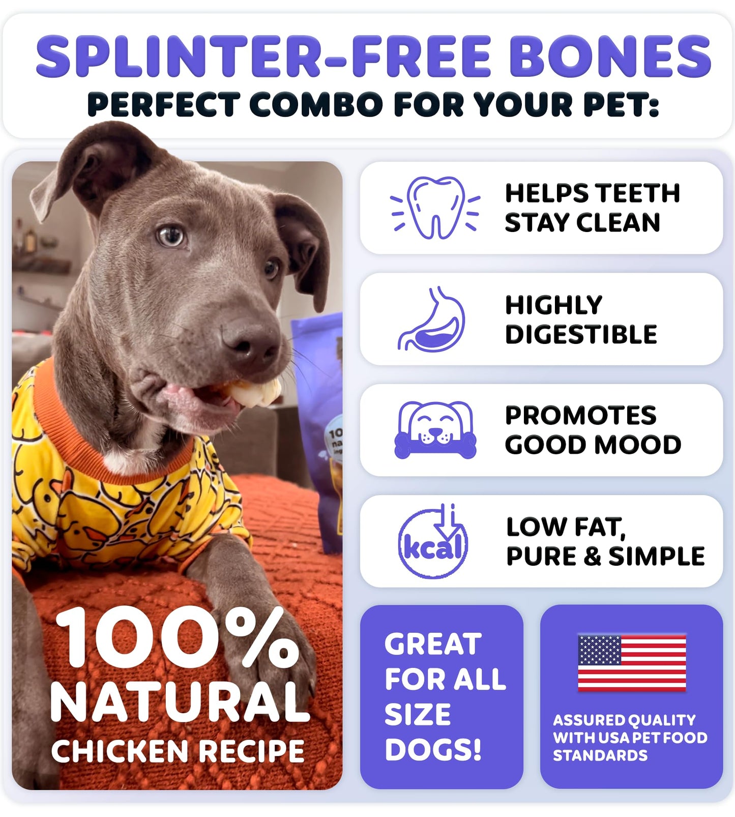 Wootsy Chicken Wrapped Knotted Rawhide Bones - Dental Health Support, Long-Lasting, Grain Free Canine Treats - Low-Calorie & High-Protein Real Chicken Dog Chews, 24 oz