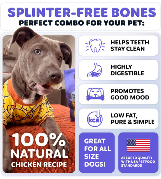 Wootsy Chicken Wrapped Knotted Rawhide Bones - Dental Health Support, Long-Lasting, Grain Free Canine Treats - Low-Calorie & High-Protein Real Chicken Dog Chews, 24 oz