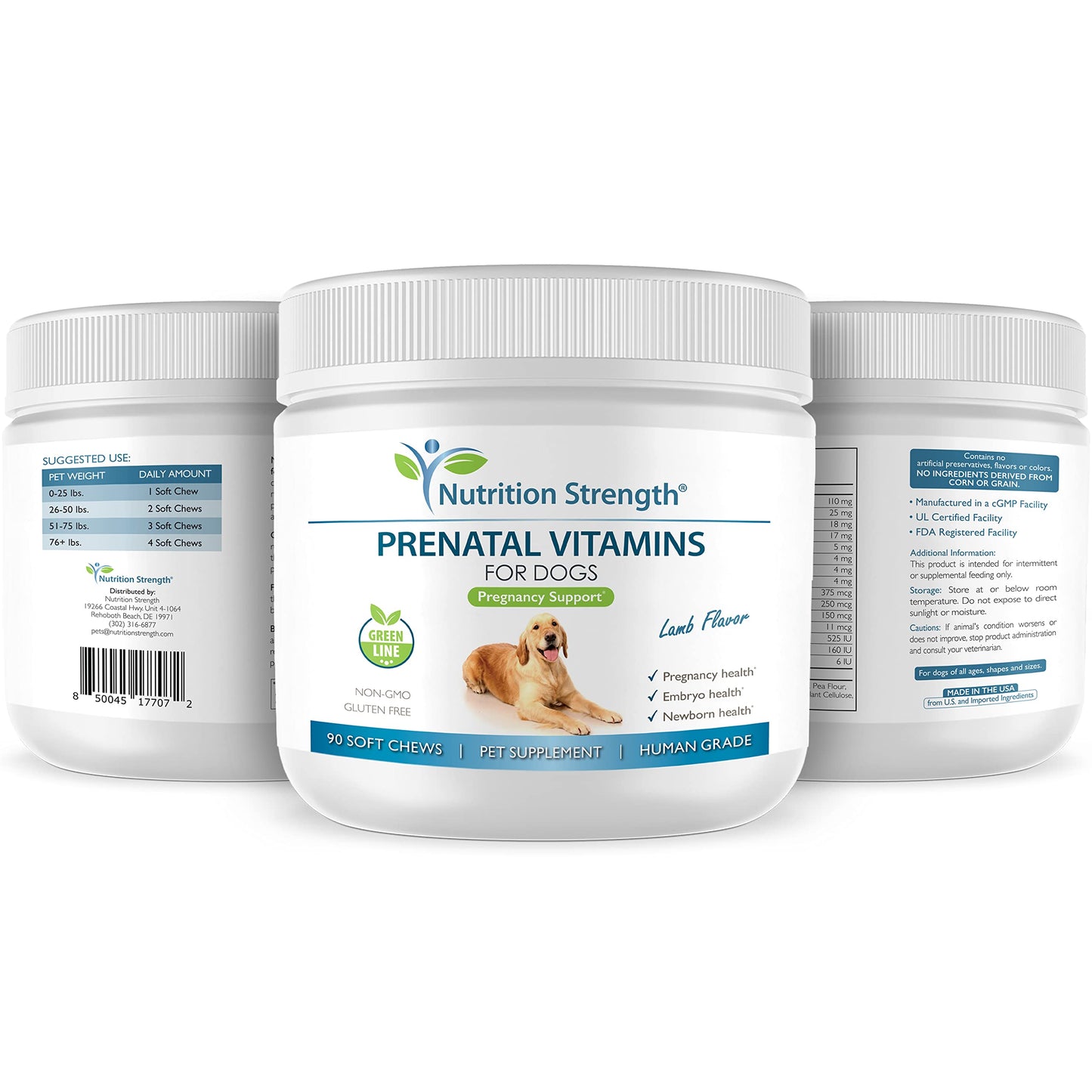 Nutrition Strength Prenatal Vitamins for Dogs to Support Development of Healthy Puppies, Promote Milk Production, with Folic Acid, Iron, Zinc, Iodine, B Vitamins for Pregnant Dogs, 90 Soft Chews